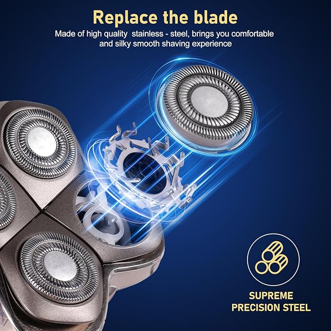 4pcs Shaver Replacement Blades for Skull Shaver Pitbull Boron PROTriple-ring Shaver Replacement Heads Compatible with Skull Shaver Pitbull Gold/Silver/Platinum/Diamond Pro Shaver and Palm Shaver