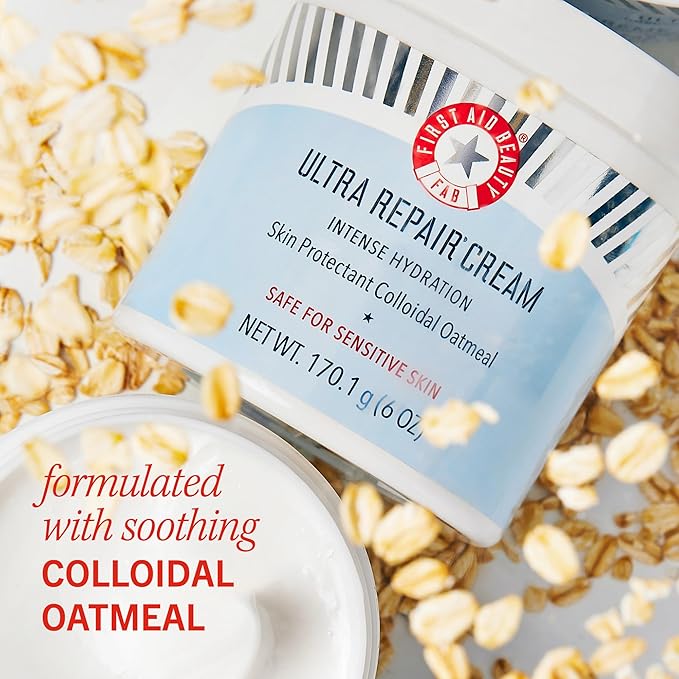 First Aid Beauty - Ultra Repair Cream Intense Hydration Whipped Colloidal Oatmeal Clinically Proven to Strengthen Skin Barrier in 7 Days + Helps Relieve Eczema Luxury Moisturizer (6oz 2ct)