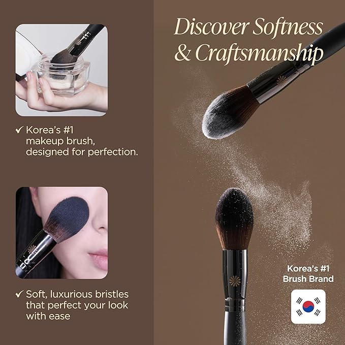 Piccasso 133 Fixing Powder Brush ? Soft Synthetic Bristles for Setting Powder Smooth and Flawless Face Makeup Gentle Coverage for Pores and Texture Korean Professional Makeup Brush for Daily Use