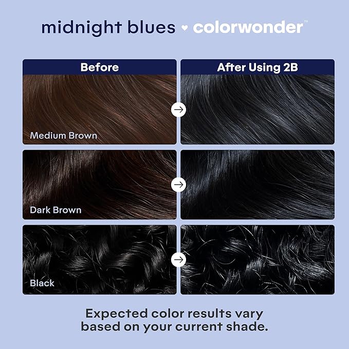 Madison Reed colorwonder Demi-Permanent Hair Color Effortless At-Home Hair Dye Ammonia-Free Cruelty-Free Midnight Blues (2B Blue Black) Pack of 2