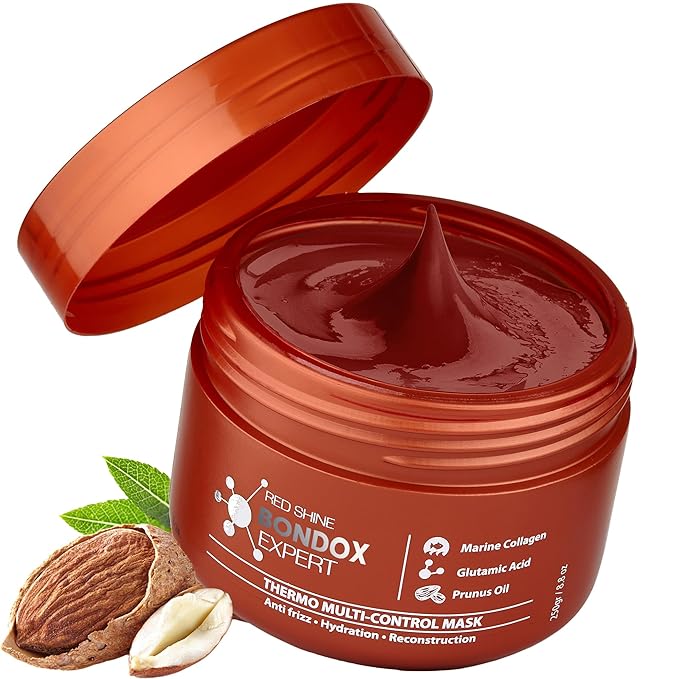 HAIR MASK FOR DAMAGED HAIR Red Shine Color BONDOX HAIR 8.8 oz Depositing Mask Almond Oil Formaldehyde-Free Repairs the Hair Elasticity and Flexibility Softens Moisturizers Marine Seaweed Collagen
