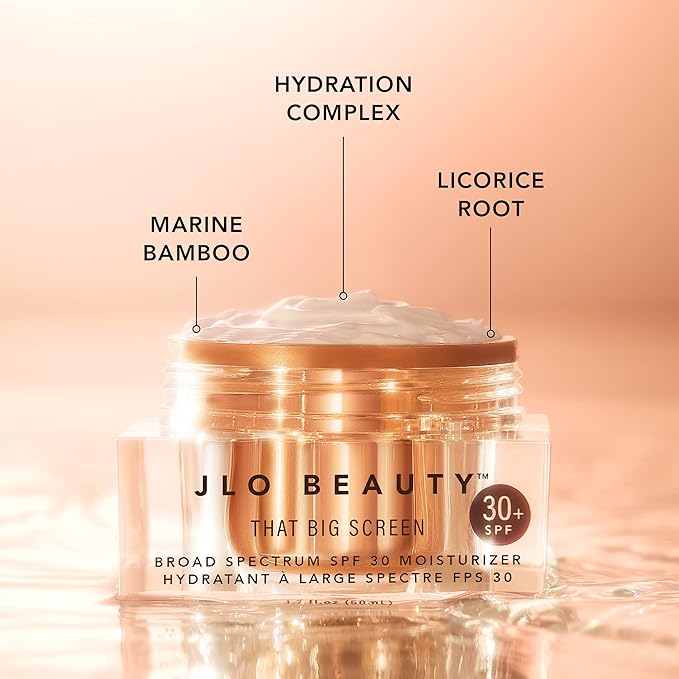 JLO BEAUTY Broad Spectrum SPF 30 Face Moisturizer Lightweight Sunscreen to Wear Under Make Up Daily Hydrating Face Lotion for Women With Hyaluronic Acid &amp Antioxidants That Big Screen 1.7 FL O