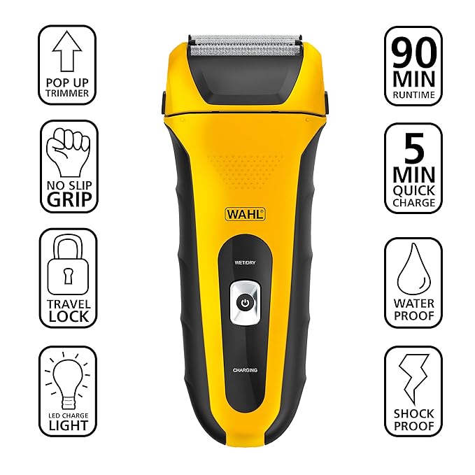 Wahl Lifeproof Lithium Ion Foil Shaver ? Waterproof Rechargeable Electric Razor with Precision Trimmer for Men?™s Beard Shaving Trimming &amp Grooming with Quick Charge ? Model 7061-100