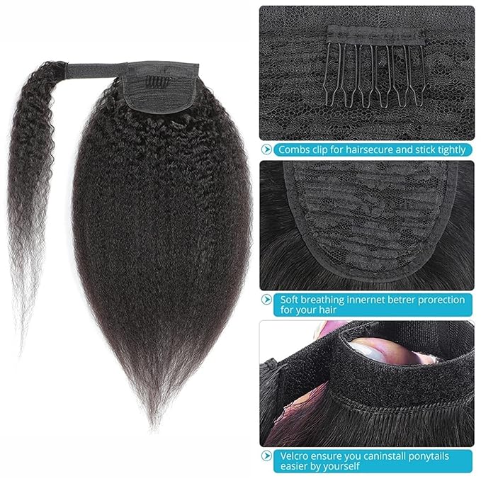 SONGCHAO Fake Hair Bun Shaggy Ponytail Brazilian Real Hair Wrapping Ponytail Hair Extensions Hair Slices 8-24 Inch Barrette Wigs for Women Hair Accessories (Color : Wrap Around Size : 18inch(45cm))