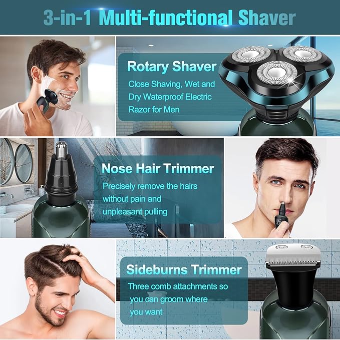 New Upgrade Electric Razor for MenElectric Shavers for Men Cordless Rechargeable 3D Rotary Men ShaverWet/Dry Mens ShaverWaterproof Mens Razor for Shaving Gifts for Husband DadBoyfriend