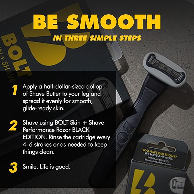 Performance Razor - Black Edition - 5-Blade Swedish Steel - Aloe &amp VIT E - Zinc Handle - Smooth Shave Kit - 2 Cartridges