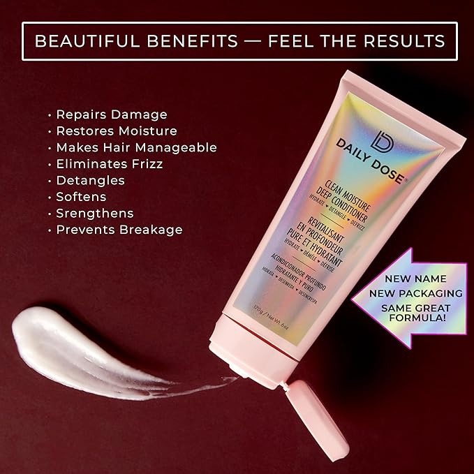 DAILY DOSE (2Pack 6oz Deep Conditioner Hair Mask/Masque - Treatment for Dry Damaged &amp Colored Treated Hair - Paraben Free Phthalates Free Vegan &amp Cruelty Free - for All Hair Types