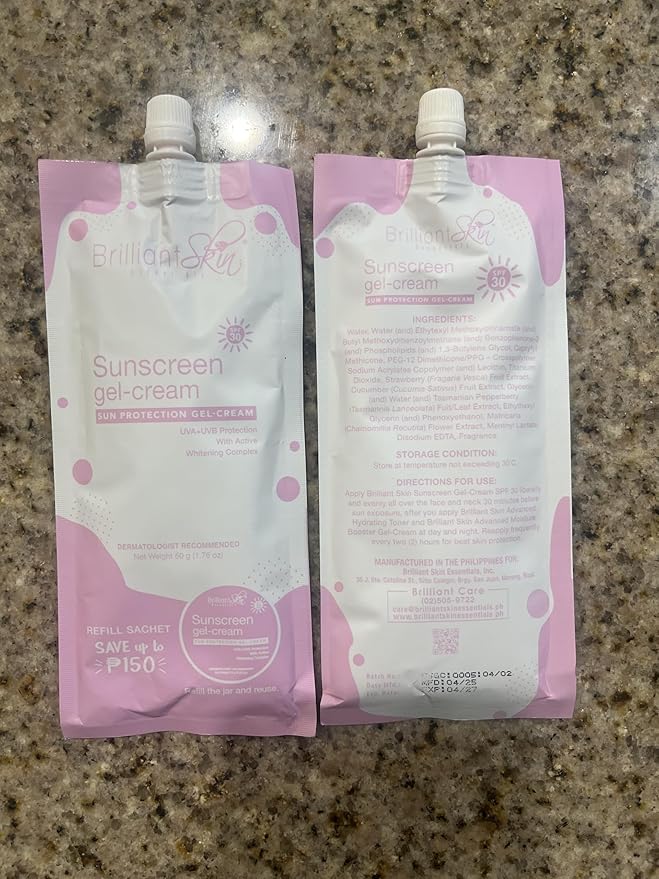Brilliant Skin Sunscreen Gel-Cream Refill Sachets 50g Pack of 2