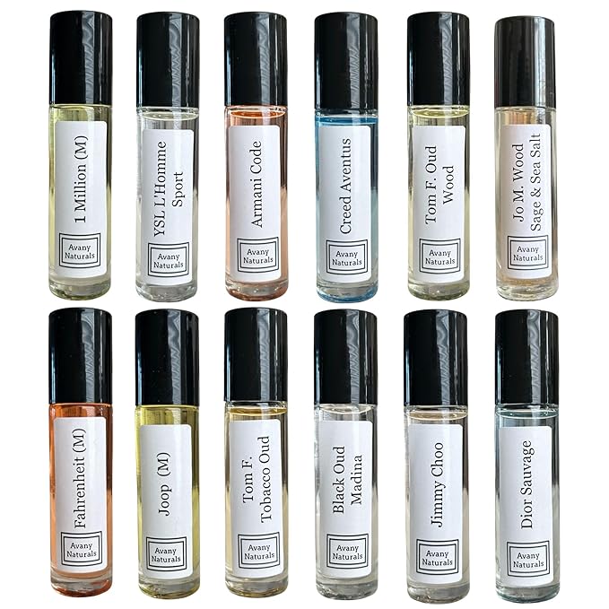 Fragrance Oil Samples For Men - Enhanced Scents Perfume - Scented Body Oil Travel Size Cologne Perfume Gift Set 12 Pc Mens Mystery Box (Summer Vibes)