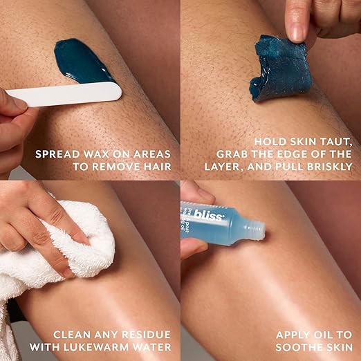 Bliss Poetic Waxing At Home Wax Kit - 5.3 Fl Oz - Microwavable Stripless Wax Hair Removal Kit - Fragrance Free - Safe for All Skin Types - 6 PC Set