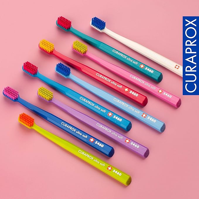 Curaprox CS 5460 Ultra-Soft Toothbrush ? for Sensitive Teeth &amp Gums | Gentle Plaque Removal | 3-Pack |Random Colour