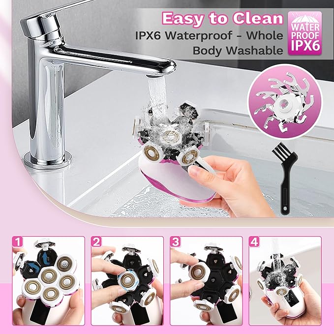 Electric Razors for Women 7D Electric Shaver for Women 5 in 1 Lady Shavers Wet/Dry Bikini Trimmer Painless Face Razor for Arms Legs Armpit Pubic Area