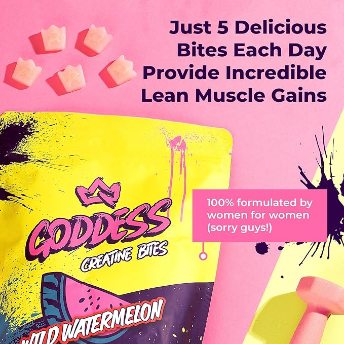 Primal Queen Goddess Creatine Gummies ? Low-Sugar Chewable Creatine for Women | Booty and Muscle Builder Faster Recovery Strength | High-Potency Wild Watermelon Flavor ? 150 Bites (5g per Serving)