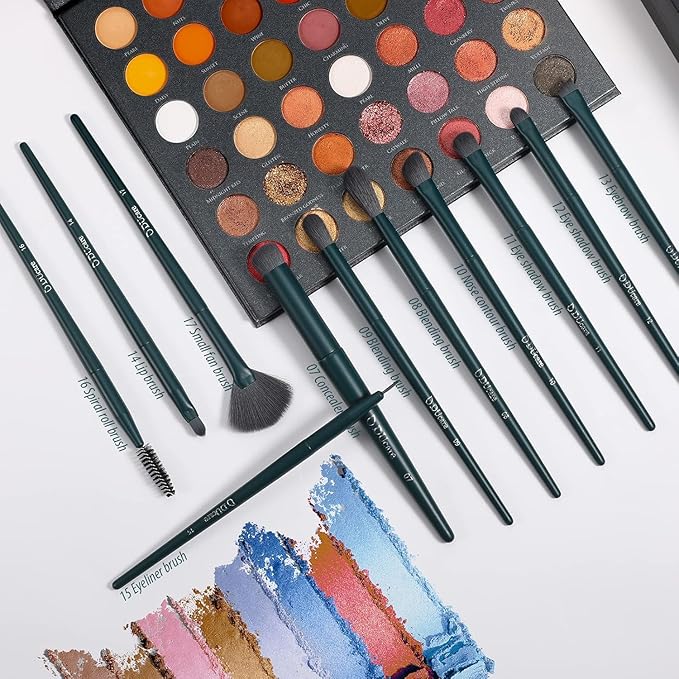 DUcare 17Pcs Professional Makeup Brush Set Complete Kit with Brush Cleaning Mat and Makeup Sponge Ideal for Foundation Eyeshadow Liquid Cream Gift Box Set
