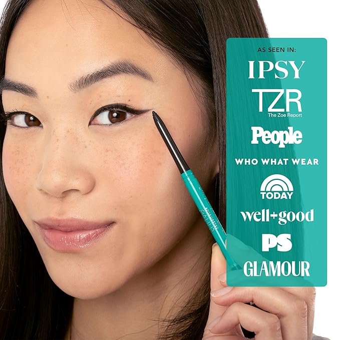 Thrive Causemetics Infinity Waterproof Eyeliner Pencil Built In Sharpener &amp Smudge Tip Long Lasting Smudge Proof Hyaluronic Acid &amp Shea Butter Vegan &amp Cruelty Free Jade (Teal Shimmer