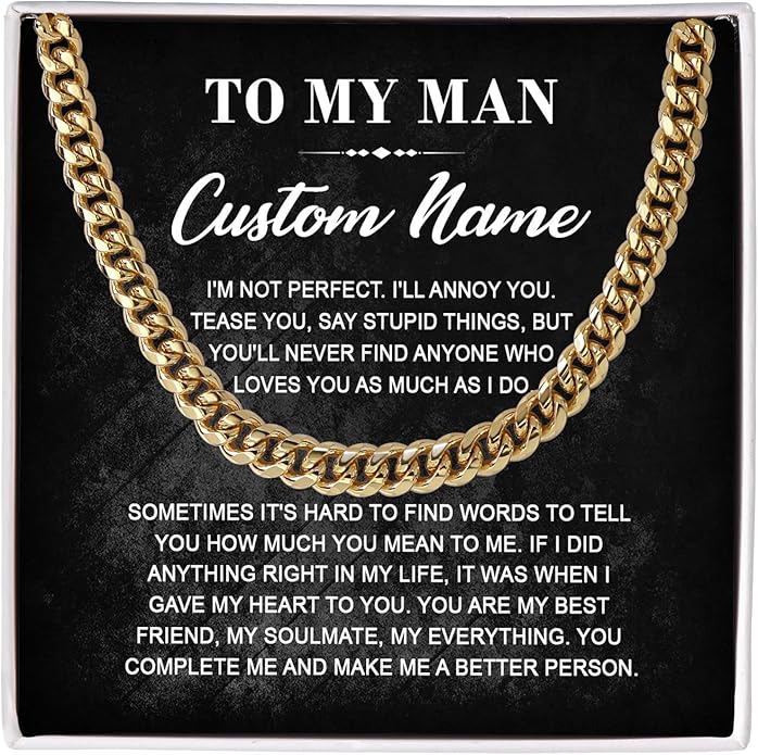 To My Man Necklace Custom Cuban Chain Necklace Gift For Husband Valentine Gift For Men Anniversary Birthday Gift For Him Husband Necklace From Wife Boyfriend Jewelry From Girlfriend