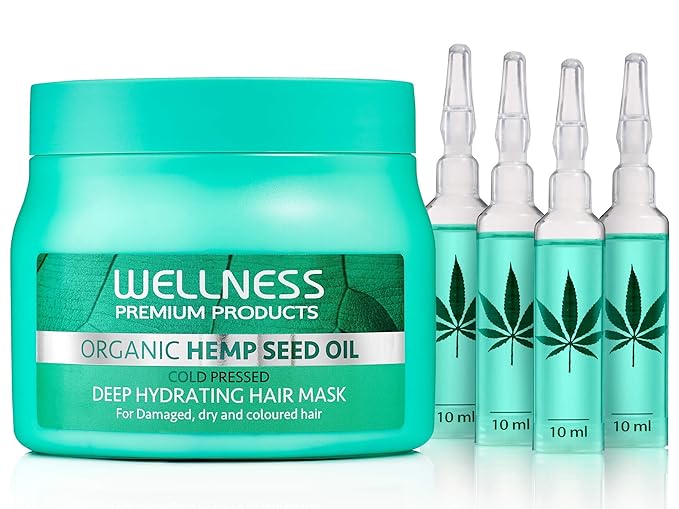 Wellness Premium Products Organic Hemp Seed Oil Deep Hydrating Hair Mask Unisex Mask I0095757 16.91 Fl Oz (Pack of 1)
