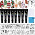 Biutee Nail Stamper Kit 16Pcs Nail Art Stamping Plate 8 Colors Stamp Polish Gel Silicone Stamper Scraper with Storage Bag Nail Stamp Plates Love Flower Butterfly Leaf Template Christmas Design Gift