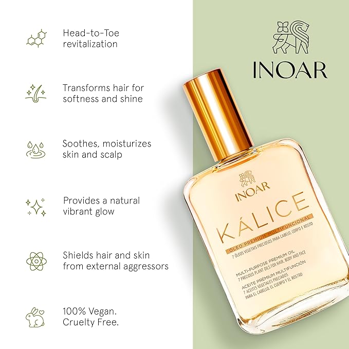 INOAR Kalice ?leo Essential Oil Blend Multi-Purpose Moisturizing &amp Regenerating Serum for Hair Face &amp Body 3.4 fl oz