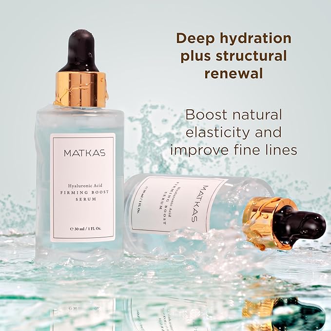 MATKAS Korean Firming Boost Hyaluronic Acid Serum 1 Fl. Oz. - 2% Niacinamide and Hyaluronic Acid Serum for Face Korean Skin Care for Anti Aging Hydrating Peptide Face Moisturizer for Dry Skin