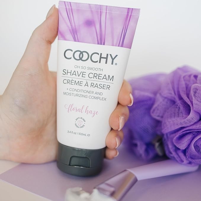 Coochy Shave Cream - Moisturizing Shave Lotion - Gentle Intimate Shaving Cream - For Bikini Area Underarms Legs &amp More - Rash-Free Hydrating Formula - Floral Haze 12.5 oz