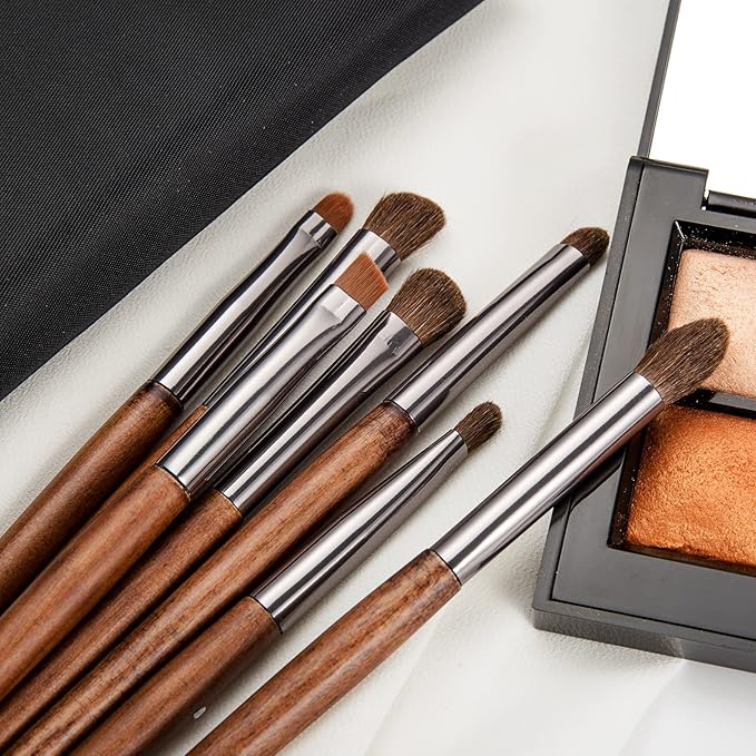 Natural Pony Hair Eye Shadow Brush Set Small Eyeshadow Brushes Set Eye Makeup Brushes Set Professional Small Nose Contour Brush Angled Eyeshadow Brush Eyeshadow Blending Brushes