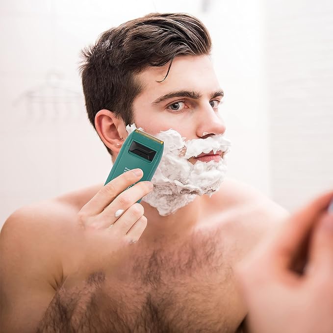 KEMEI Foil Shaver Double Electric Shaver for Men Electric Razors Head Shaver for Bald Men Barber Supplies Hair &amp Beard Trimmer Cordless Rechargeable Green