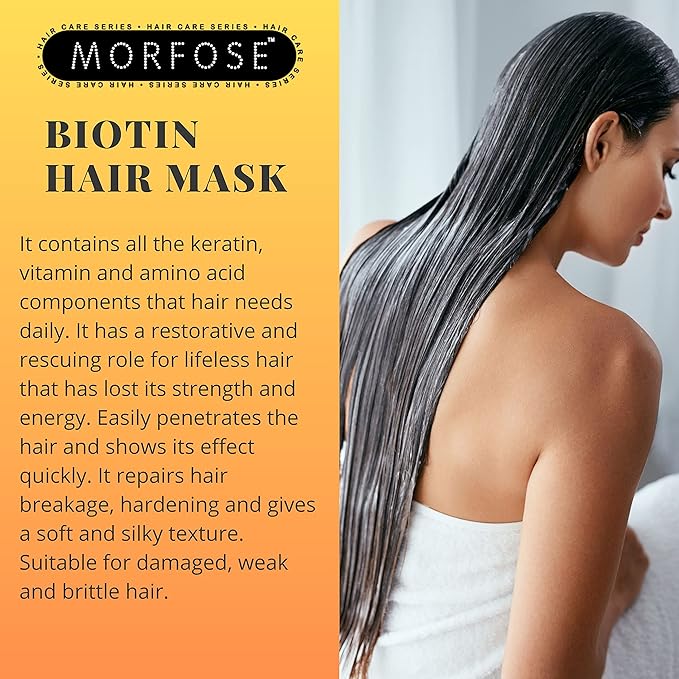 Morfose Professional Biotin Hair Mask for Dry Damaged or Brittle Strands Repairs and Protects Soft Smooth and Healthy Hair reduces Brakage and Split-Ends (large 16.9 Fl Oz)