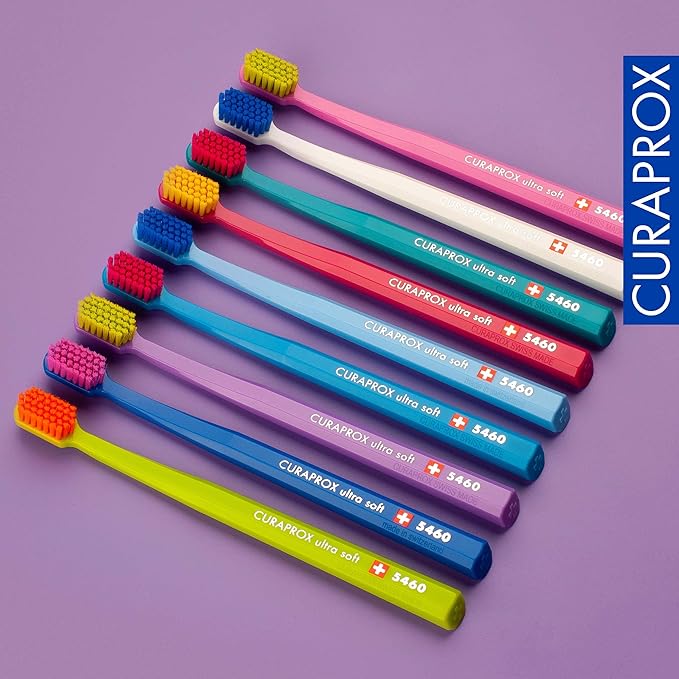Curaprox CS 5460 Ultra-Soft Toothbrush ? Adult Tooth and Gum Care | Super Soft Curen® Bristles for Gentle Cleaning | Blue-Purple Single Pack