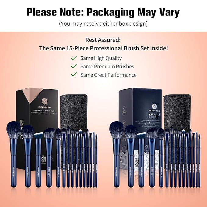 Makeup Brush Set EIGSHOW Professional Makeup Brushes Kit Foundation Powder Concealers Eye Shadows Makeup 15 Piece for Eye Face Liquid Cream Cosmetics Brushes Kit Best Birthday Gift for Women(BLUE)