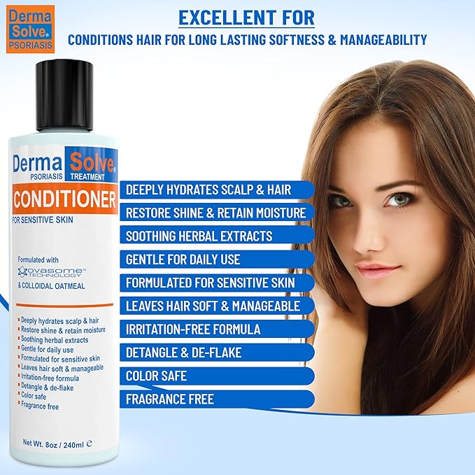 DermaSolve Scalp Psoriasis &amp Dandruff free Medicated Shampoo with Conditioner Ultimate Seborrheic Dermatitis Treatment for Itchy Flakey Scalp Soothing &amp Moisturizing Relief