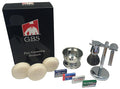 G.B.S Stylish Shaving Kit- For Men?™s Beard Traditional 42C Safety Razor Badger Shaving Brush Stainless Brush &amp Razor Stand Chrome Bowl 3 Pack of Natural Shaving Soaps + 25 DE Razor Blades