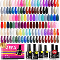 MEFA 46 Pcs Gel Nail Polish Kit 42 Colors All Seasons Gel Polish Set Colorful Starter Kit with Base Coat &amp Glitter/Glossy/Matte Top Coat Gel Nail Art Manicure DIY Salon Gifts for Girls