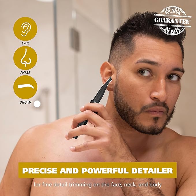 Wahl Manscaper ® 2 in 1 Lithium Battery Tactical® Dual Sided Eyebrow Trimmer and Nose Hair Trimmer for Men ? Model 3023805