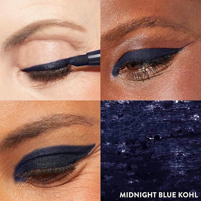 LAURA GELLER NEW YORK Kajal Longwear Kohl Eyeliner Pencil - Midnight Blue Kohl - Caffeine and Vitamin E - Smooth &amp Blendable Liner - Built-In Sharpener
