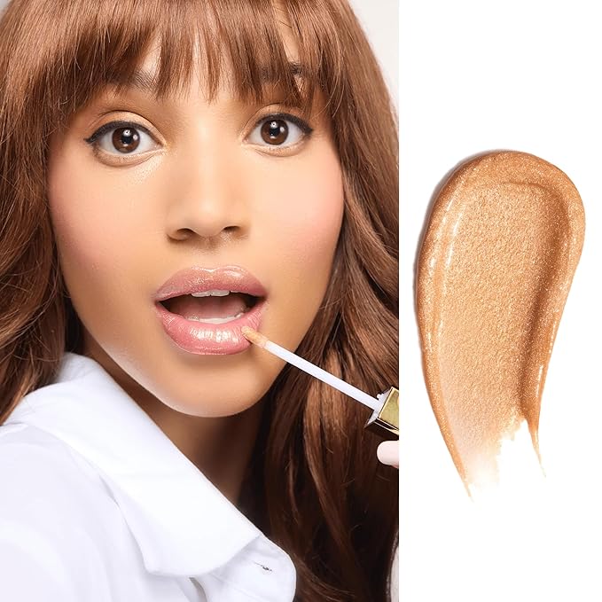Gerard Cosmetics Color Your Smile Lip Gloss Crystal Super Pigmented Nude Sparkle Lip Gloss with LED Light and Mirror Shiny Finish Hydrating Liquid Lip Color Cruelty Free and Made in USA