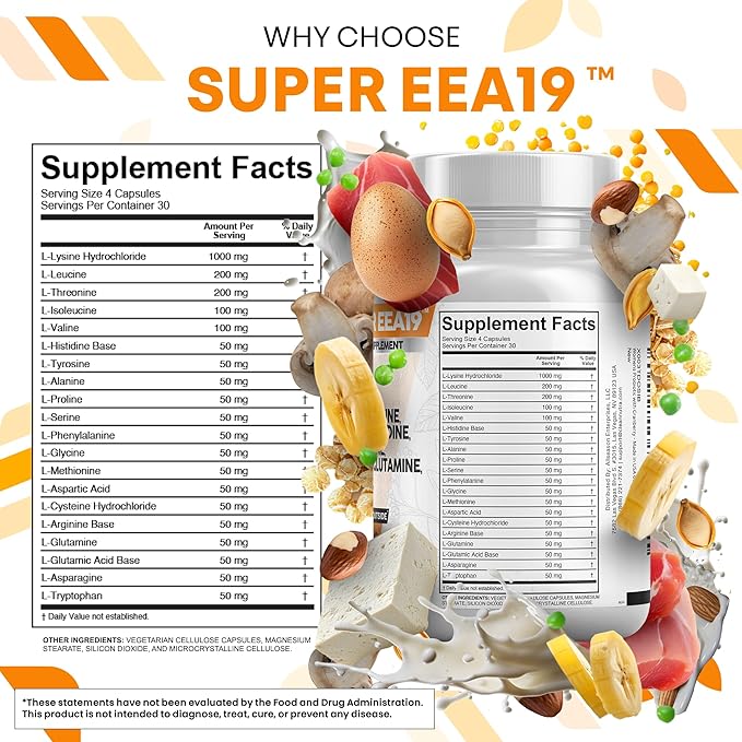 Clean Nutraceuticals Amino Acids Supplement L-Lysine L-Threonine L-Leucine Isoleucine Valine L-Histidine L-Tryptophan L-Methionine L-Arginine L-Cysteine L-Glutamine L-Serine Aspartic Acid