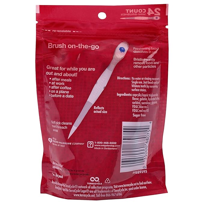 Colgate Optic White Wisp Disposable Mini Toothbrush Cool Mint 24 Count (Pack of 4)
