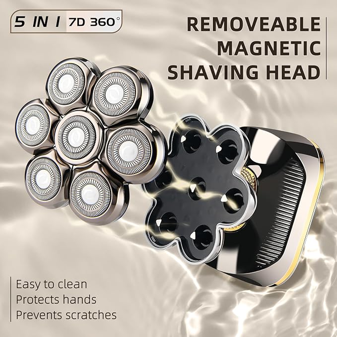 Electric Head Shavers for Bald Men Upgraded 7D Electric Razor for Men - IPX 6 Wet Dry Head Shaver with Nose &amp Ear Trimmer LED Display Anti-Pinch Technology
