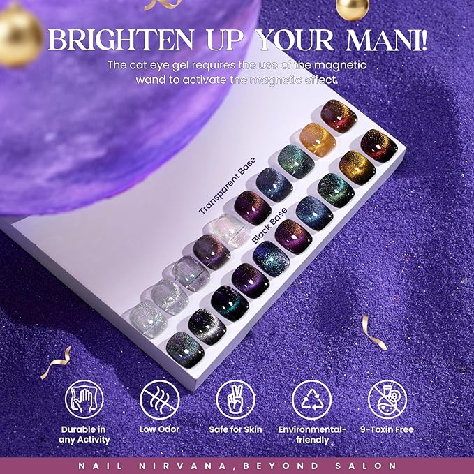 Beetles Halloween Gel Nail Polish - 39 Pcs Jelly Nail Set Glitter Changing Nail Polish Kit Treasure Box Collection with 3Pcs Base Matte and Glossy Top Soak Off Nails