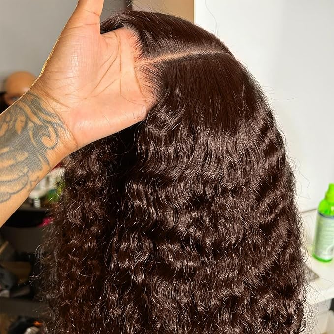 30 Inch Lace Front Wig Human Hair 250% Density SKINLIKE Real HD Lace Wig 13x6 Full Frontal 0.10mm Ultra-thin Pre-Plucked Bleached Knots Invisible Lace Chocolate Brown Deep Wave Human Hair Wigs