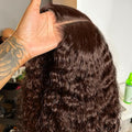 30 Inch Lace Front Wig Human Hair 250% Density SKINLIKE Real HD Lace Wig 13x6 Full Frontal 0.10mm Ultra-thin Pre-Plucked Bleached Knots Invisible Lace Chocolate Brown Deep Wave Human Hair Wigs