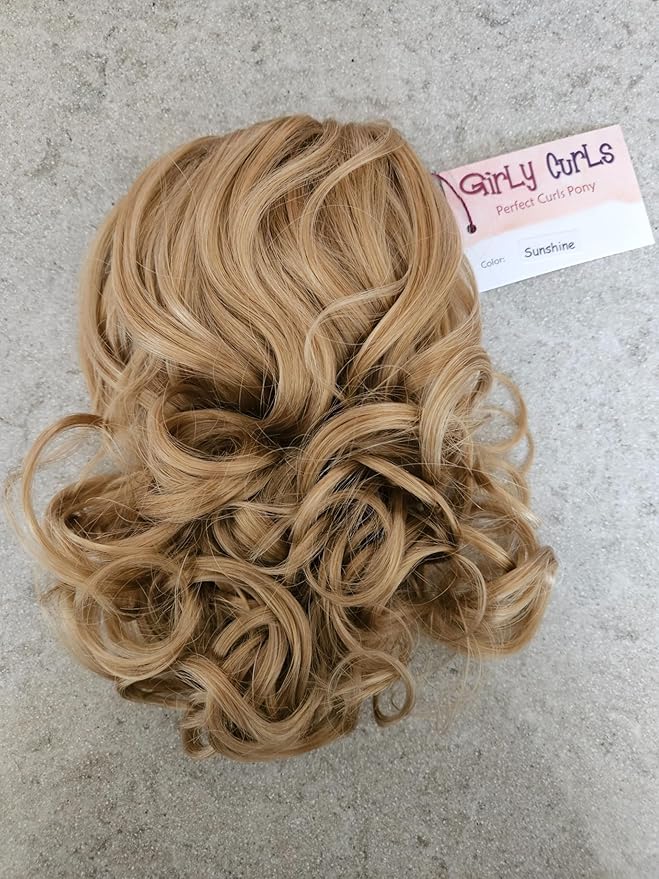 Perfect Curls Cheerleader Hairpiece 14 inch Curly Ponytail Hairpiece for Young Girls (Sunshine)