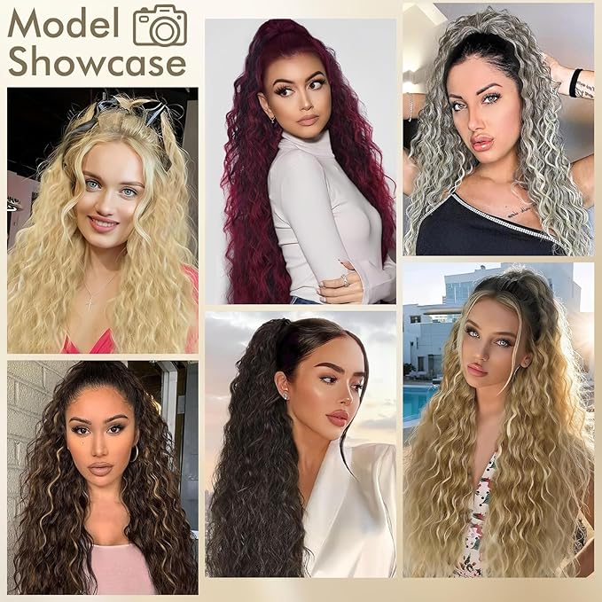 Claw Clip in Ponytail Extension 30 Inch Long Wave Curly Pony Tail Hair Extensions for Women fluffy Natural Looking Synthetic Hairpiece for Daily Use.(Omber Burgundy 30Inch)