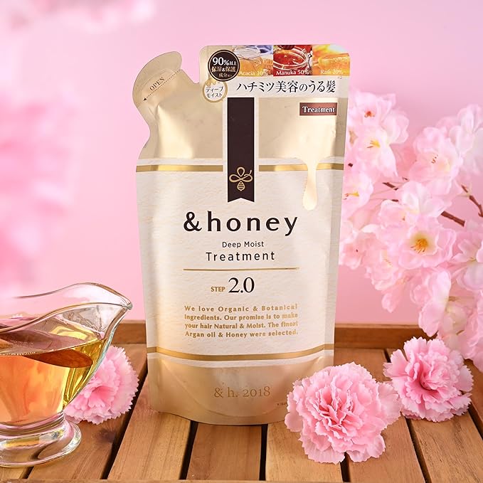 &amp-Honey Deep Moist Treat-ment Step 2.0 Refill 350g - Deep Moisturizing &amp Repairing Hair Oil for Dry/Damaged Hair Honey-Infused Sulfate/Paraben Free French Lavender Honey Scent Hair Care fo