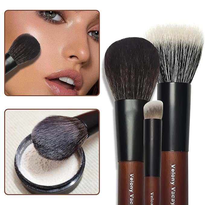 Mini Makeup Brush Set 9 Full Face Mini Travel Make Up Brushes Set Synthetic &amp Natural Hair Makeup Brushes For Blush Eyeshadow Conceal Eyebrow Brush with a compact Brush Case