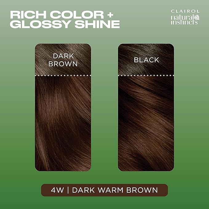 Clairol Natural Instincts Demi-Permanent Hair Dye 4W Dark Warm Brown Hair Color Pack of 3