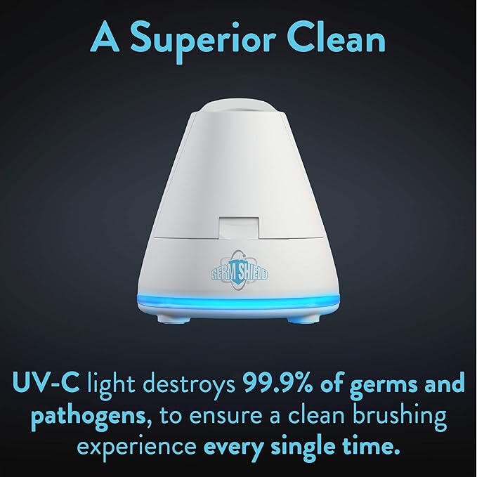 TAO Clean Germ Shield UV Toothbrush Sanitizer ? Universal Cleaning Station that Accommodates all Manual and Electric Toothbrushes Travel Friendly Kills 99.9% of Germs