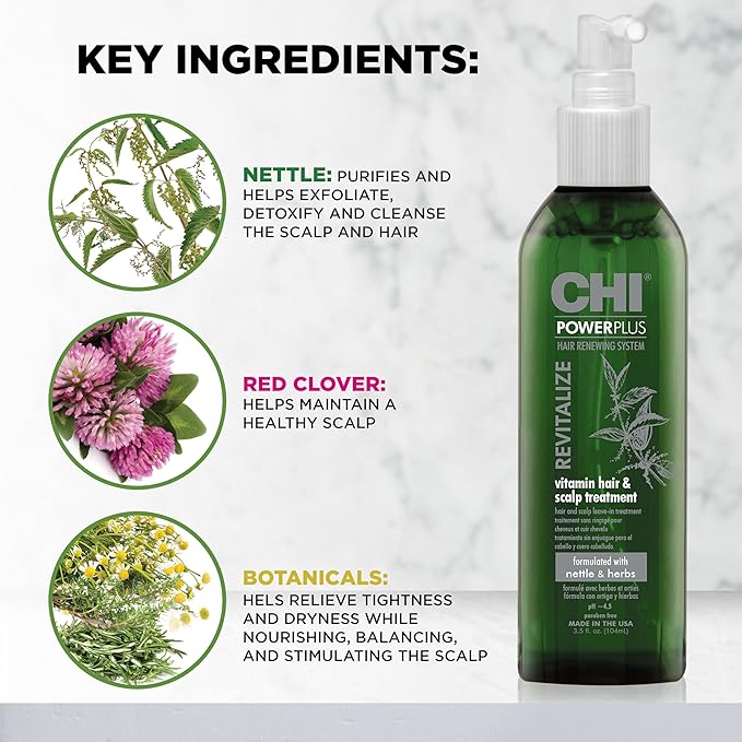 CHI PowerPlus Revitalizing Hair Treatment Relieves Tightness &amp Dryness Made With Botanicals &amp Vitamins to Nourish Balance &amp Stimulate Scalp 3 Oz