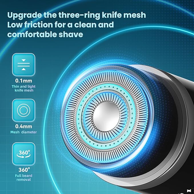 Mini Portable Electric Shaver13000 RPM Powerful &amp SilentIPX7 WaterproofType-C Fast Charging Automatic Induction Travel Razor for Men/Women (Black)